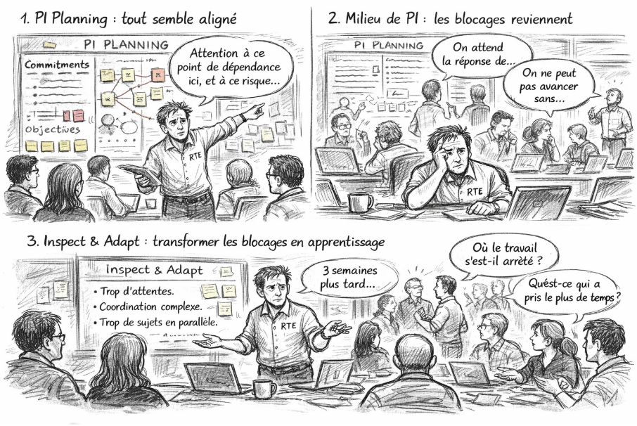 Illustration PI Planning - Milieu du PI - Inspect & Adapt
